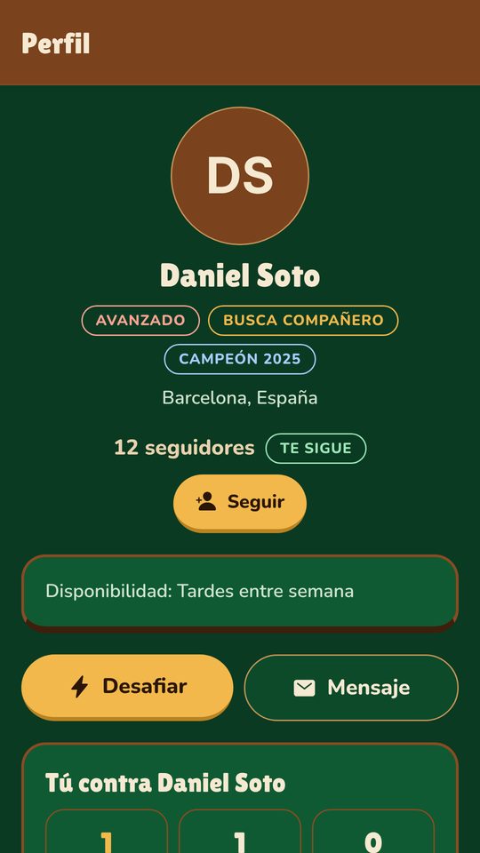 Pantalla de Perfil en la app